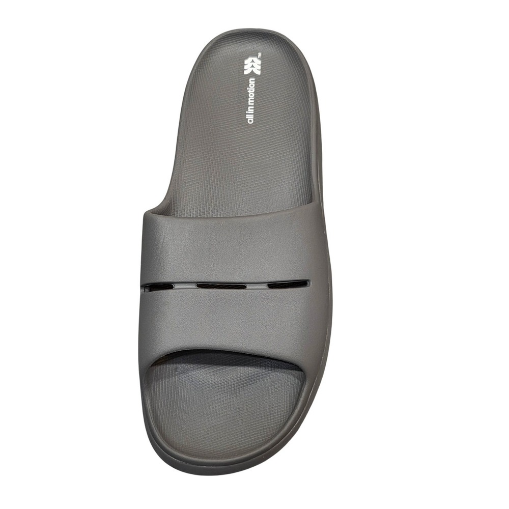 All in Motion Mens Archie Recovery Slide Sandals Gray Contoured Footbed Slip On - Picture 2 of 6